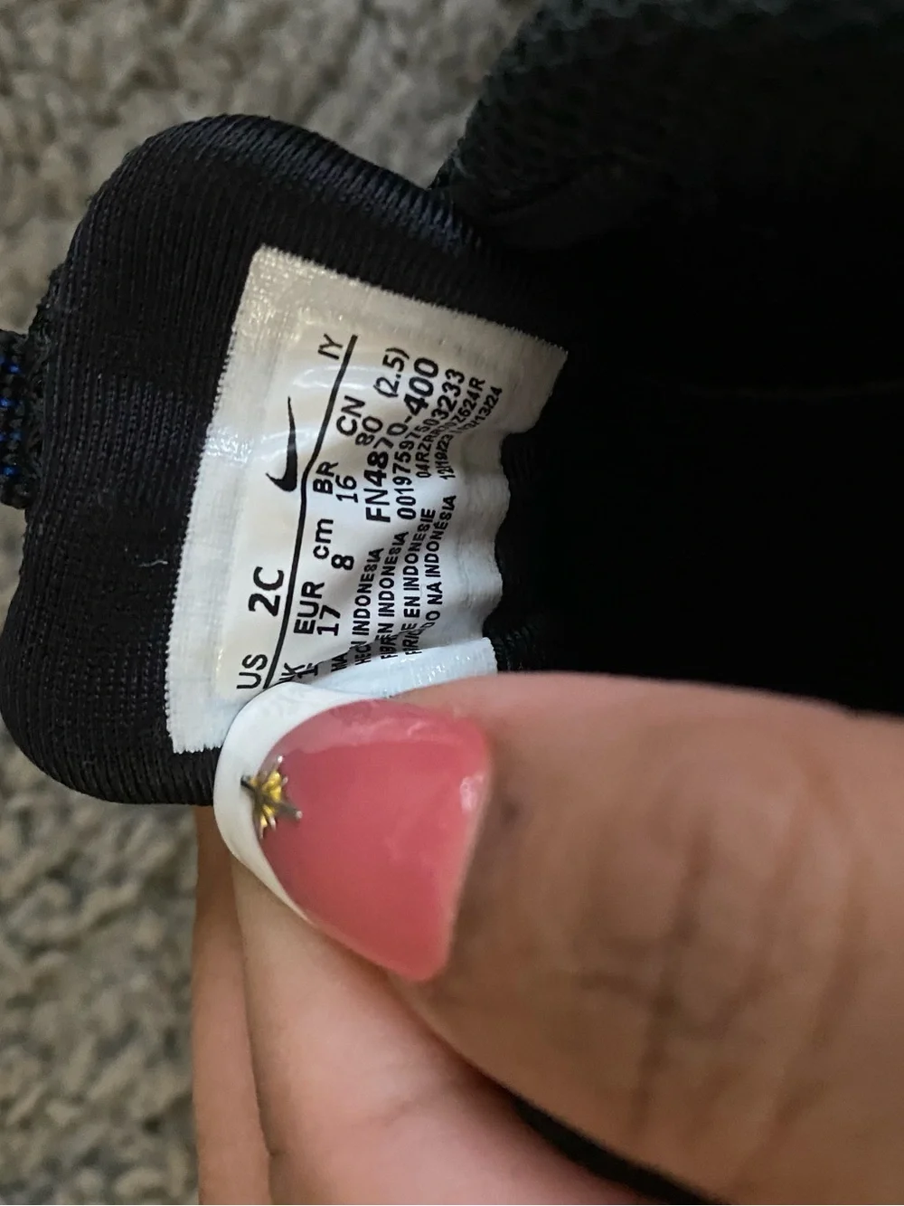 Nike Kids Black and Blue Foamposite-Style Sneakers booties 2c